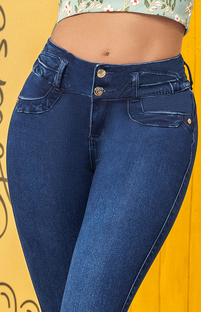 1147 Jean push up carisma azul medio talla plus +